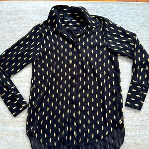 Gold leaf semi-sheer blouse